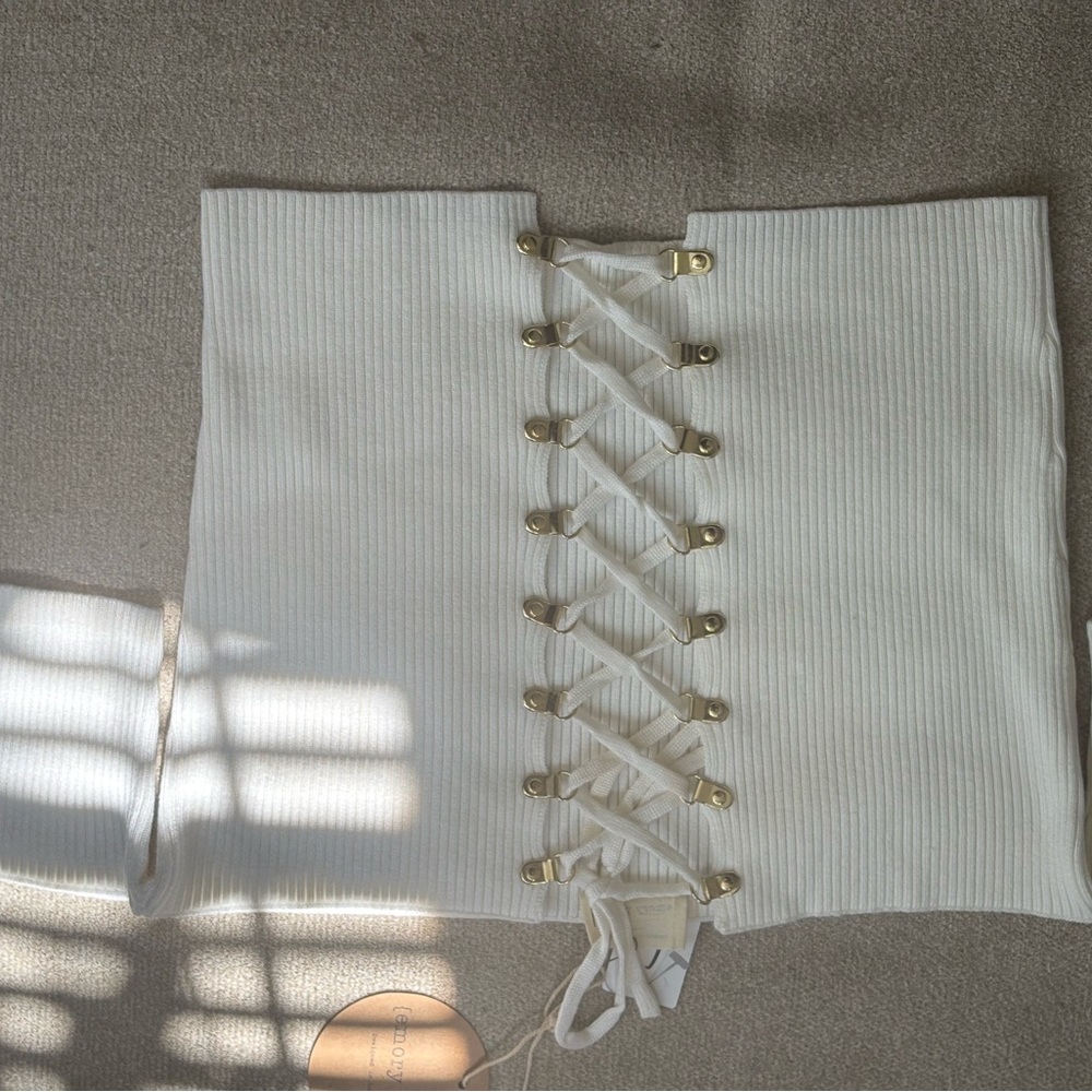 Elegant White Lace-Up Skirt